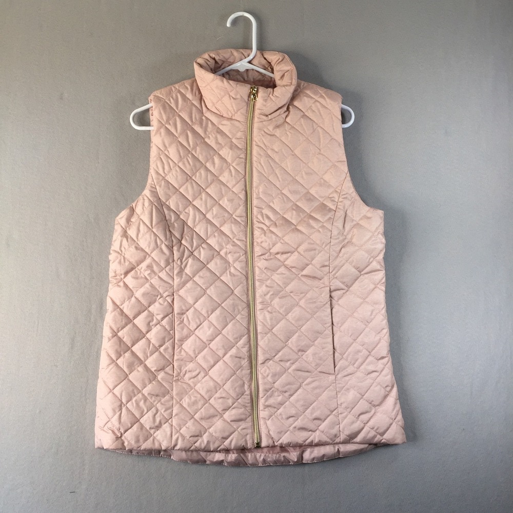 Banana Republic Quilted Puffer Vest Womens Medium Rose Smoke Pink Slim Fit NWT